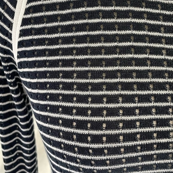 Rag & Bone Navy White Striped 100% Cotton Perforated Pullover Sweater XXS - Picture 4 of 6